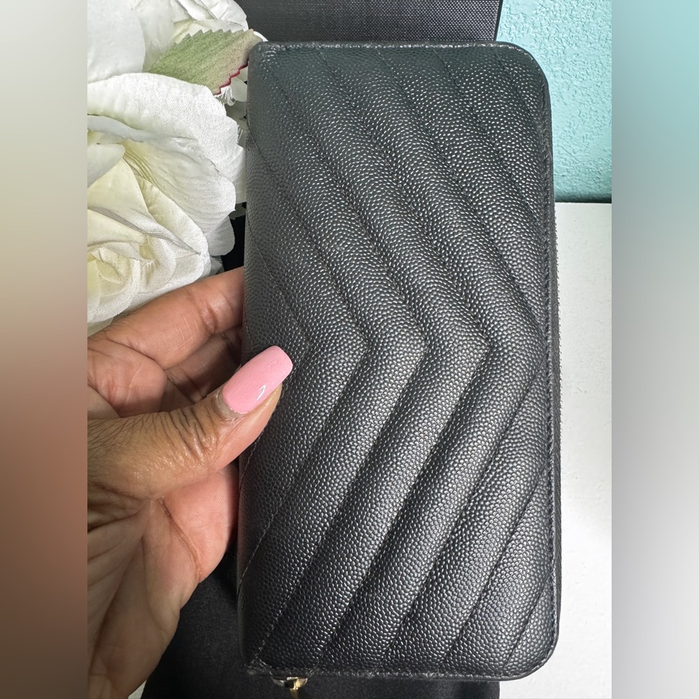 YSL Black Quilted Zip Wallet - Picture 10 of 16